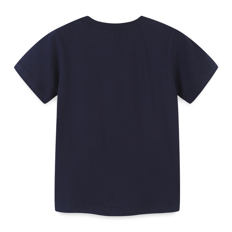 Kids Boys Casual Round Neck Short-sleeved Cartoon Animal Shark Loose T-shirt