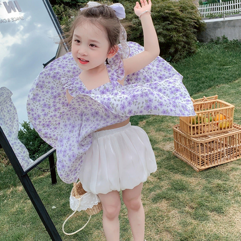 Kids Girls Flower Bud High Waist Thin Bloomer Shorts