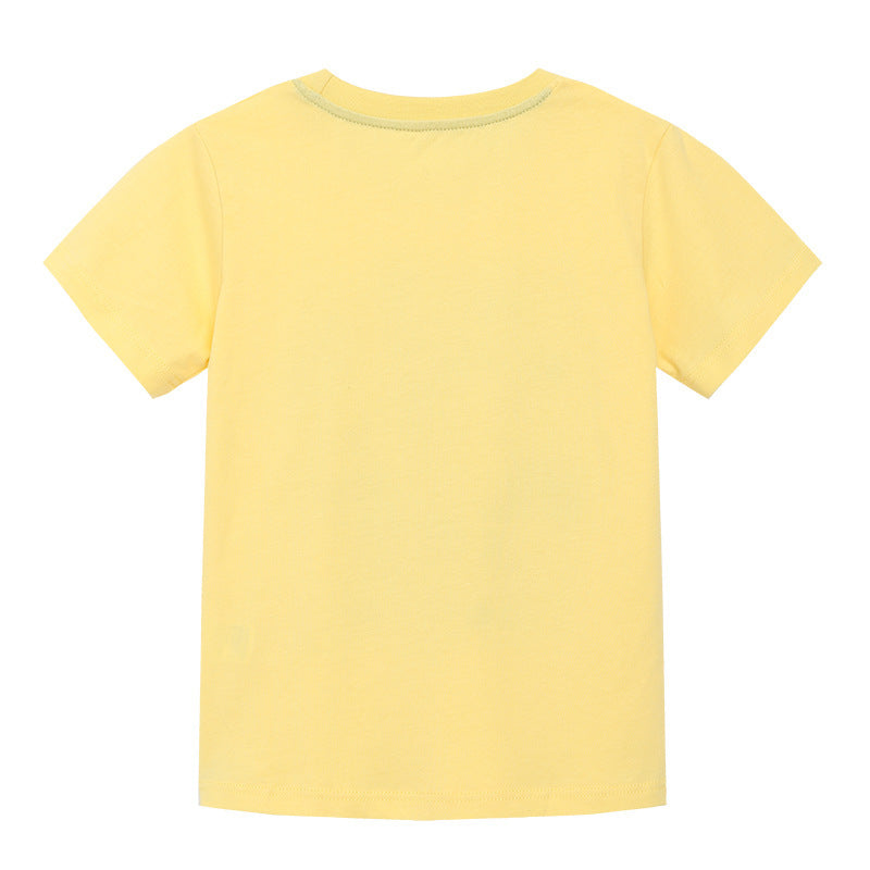 Kids Toddler Boys Casual Cute Cartoon Print Short Sleeve Round Neck T-Shirt