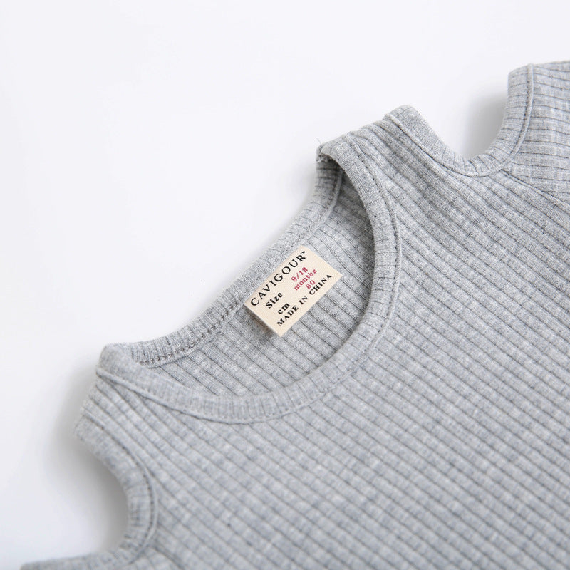 Girls Basic Solid Color Cool-shoulder Round Neck Short Sleeve T-shirt