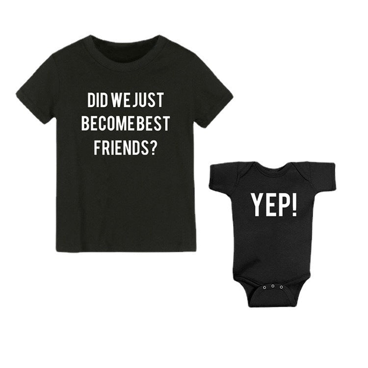 Children Kids Baby Fashion Girls Boys Sister Brother Round Neck T-Shirt