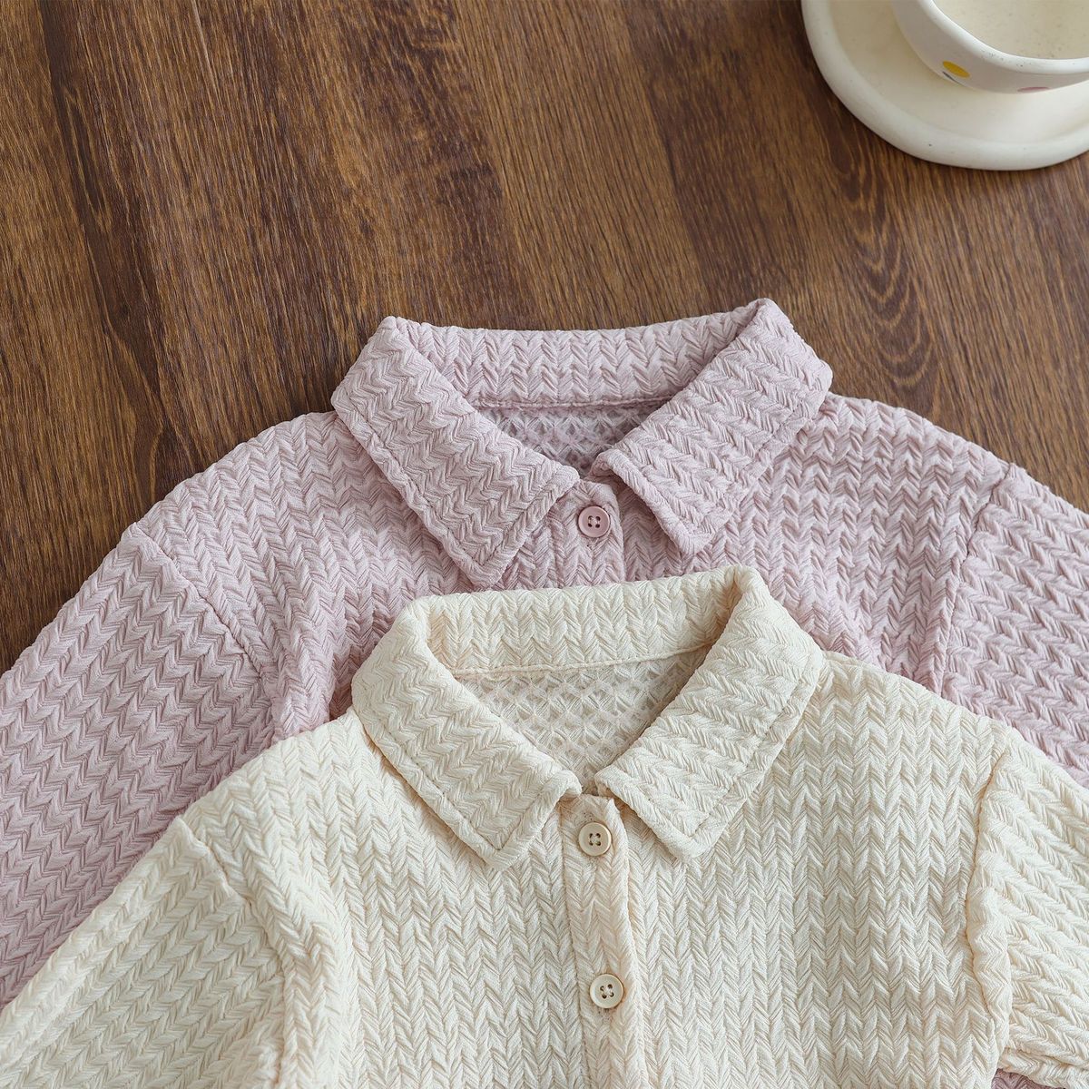 Kids Baby Girls Rhombus Long Sleeve Lapel Blouses