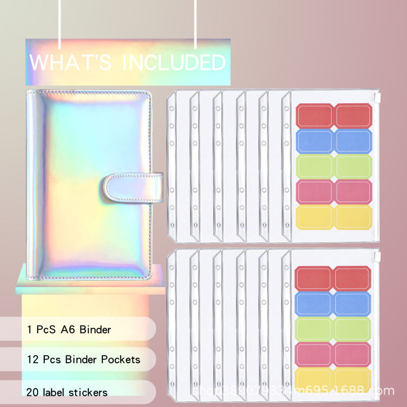 A6 Colorful Binder Laser Macaron PU Note Book