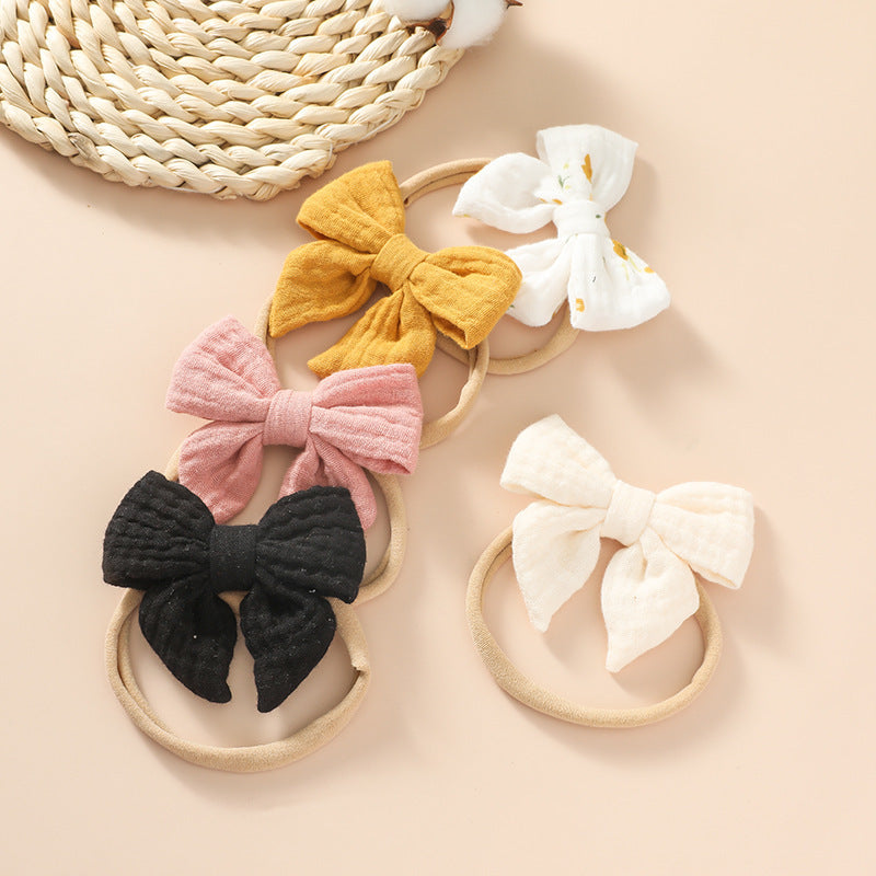 Toddlers Newborn Kid Baby Fashion Girls Bowknot Elastic Nylon Headband Hair Accessories