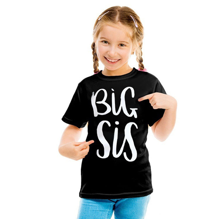Children Kids Baby Fashion Girls Boys Sister Brother Round Neck T-Shirt