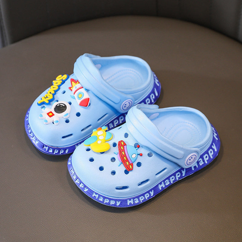 Kids Fashion Astronaut Pattern Non-Slip Outer Piercing Shoes Slippers