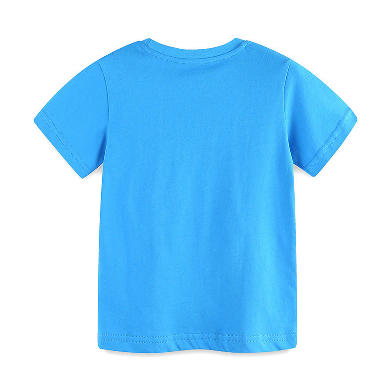 Kids Toddler Boys Casual Cute Cartoon Print Short Sleeve Round Neck T-Shirt