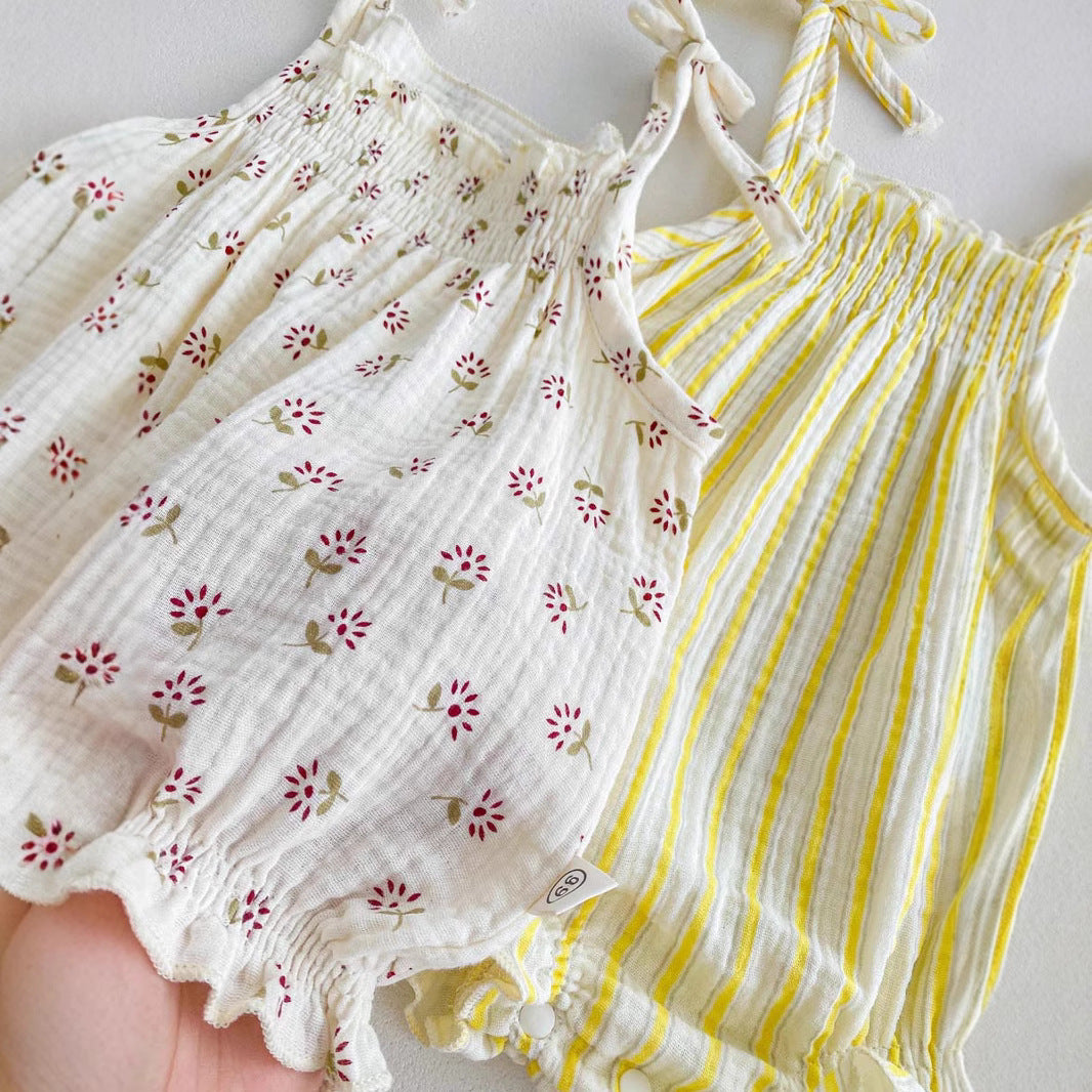 Kids Baby Girls Casual Cute Tiny Flower Sleeveless Romper