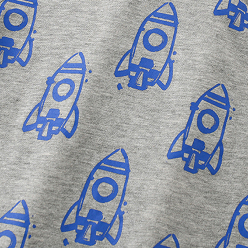 Children Kids Baby Fashion Boys Short Sleeve Cartoon Rocket Print T-Shirt
