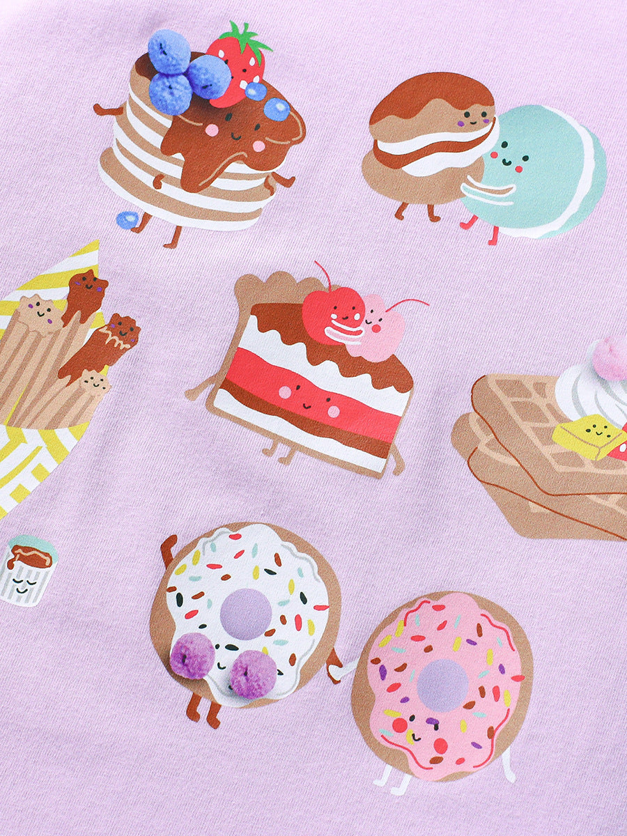 Kids Toddler Girls Casual Cute Cake Print Short Sleeve Round Neck T-Shirt