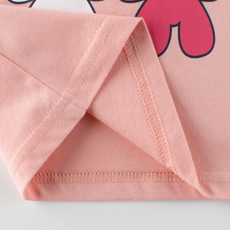 Kids Casual Cute Cartoon Bear Round Neck Short Sleeve T-shirt