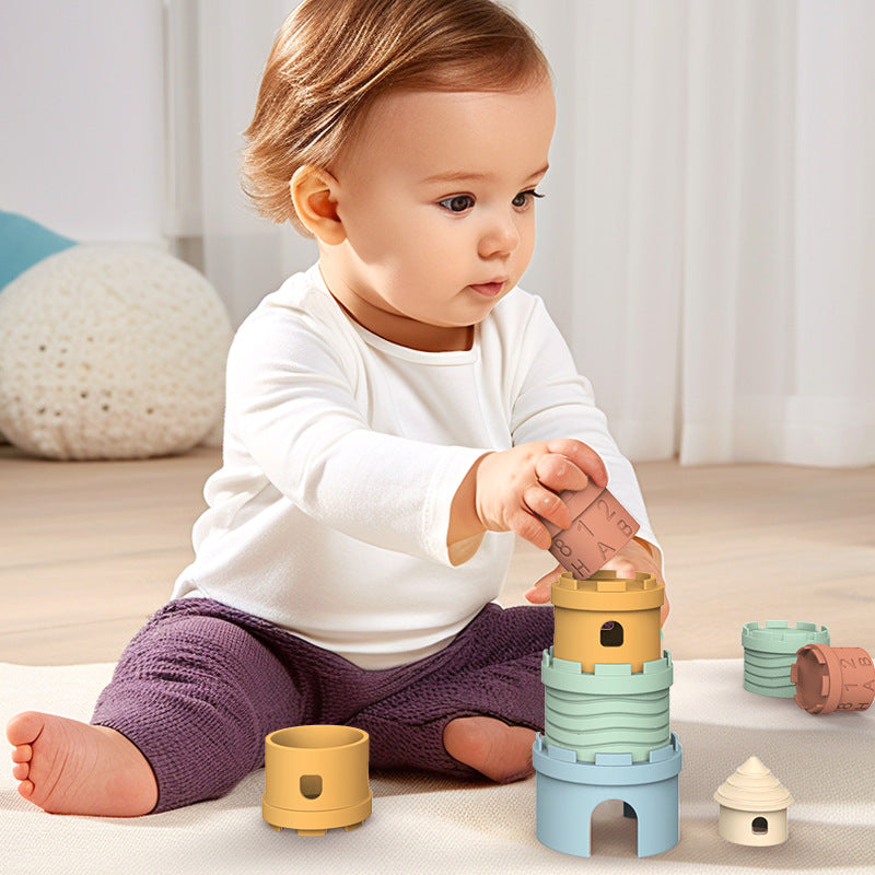 Infant Educational Early Education Toys Color Cognitive Silicone Stacking Toys Digital Building Blocks Suit