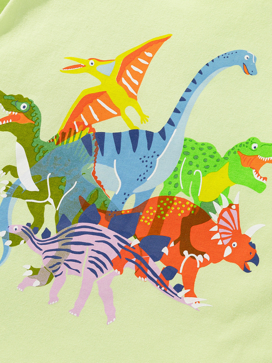 Kids Toddler Boys Girls Casual Cute Dinosaur Print Short Sleeve Round Neck T-Shirt