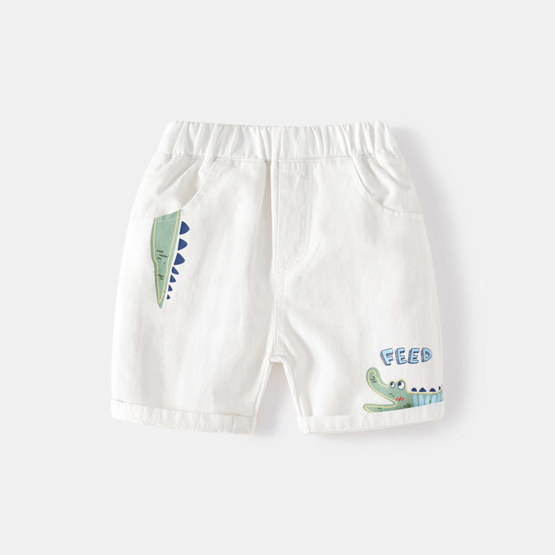 Kids Toddler Boys Casual Cute Cartoon Crocodile Print Shorts