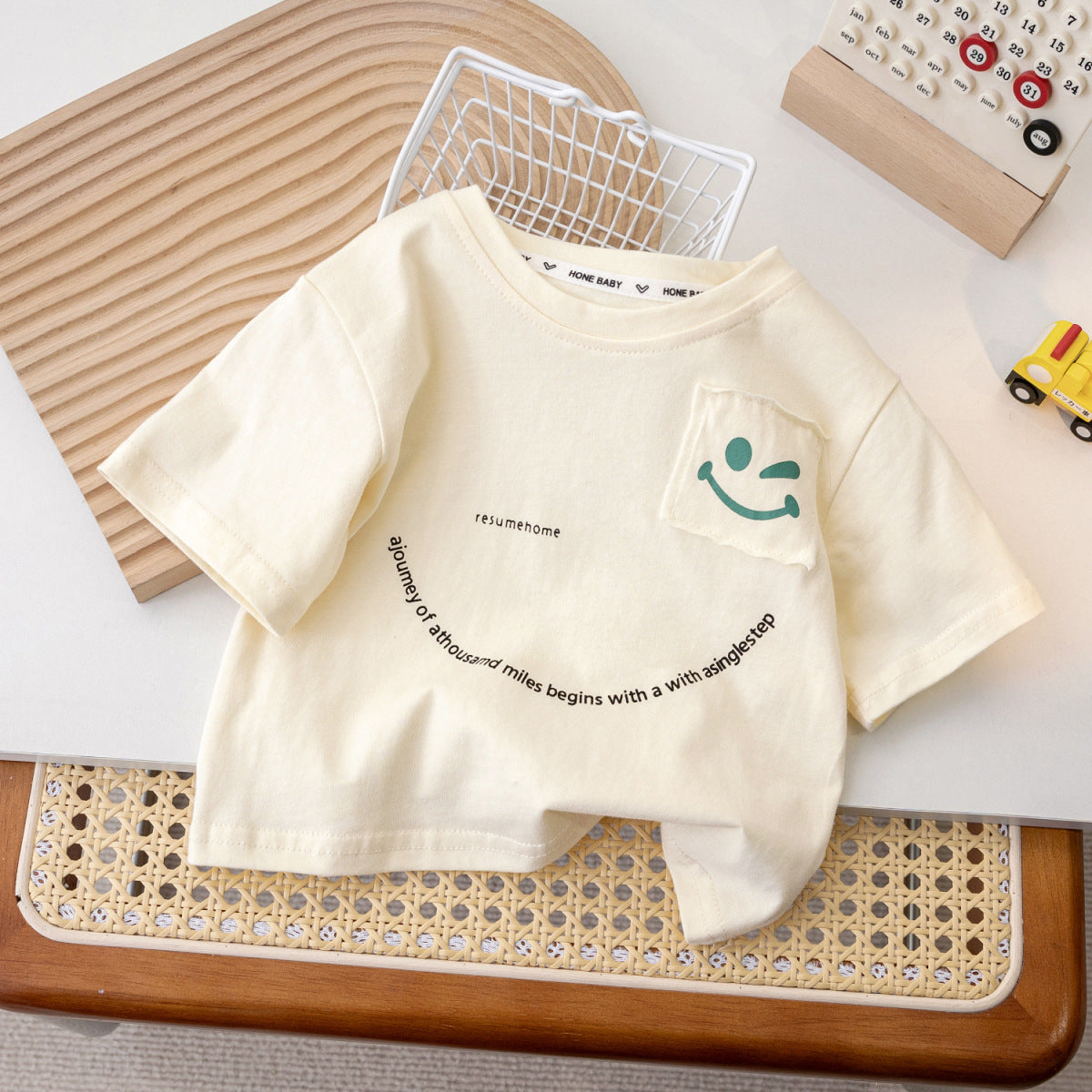 Kids Toddler Boys Girls Casual Cute Smiley Letters Print Short Sleeve T-Shirt