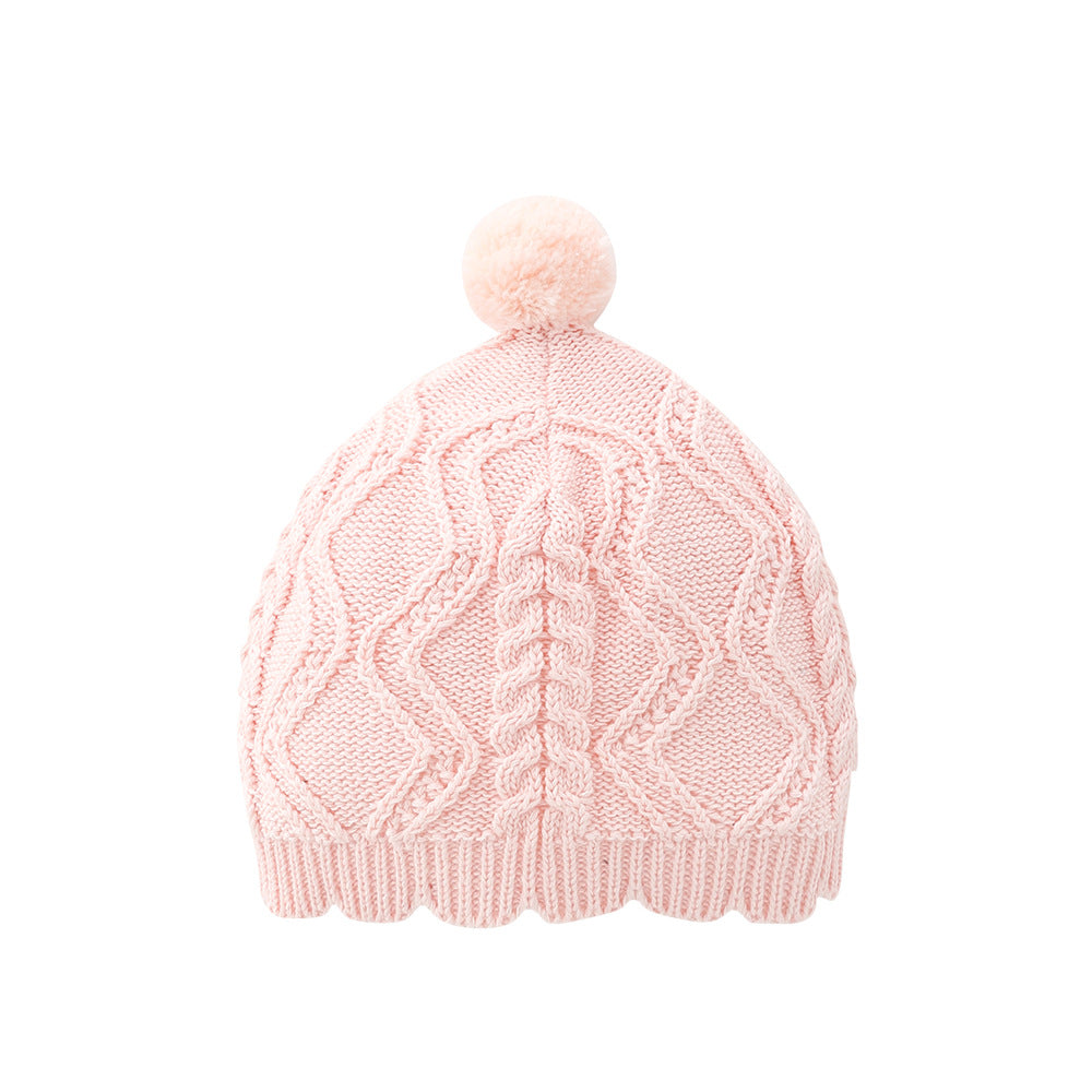 Winter Baby Fashion Floral Embroidered Knitted One Piece And Hat
