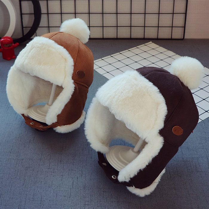 Toddlers Newborn Baby Plus Velvet Warm Ear Protection Hat