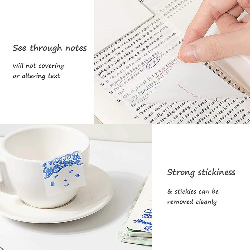 Transparent Sticky Note Pads Waterproof Self-Adhesive Memo Notepad Stationery