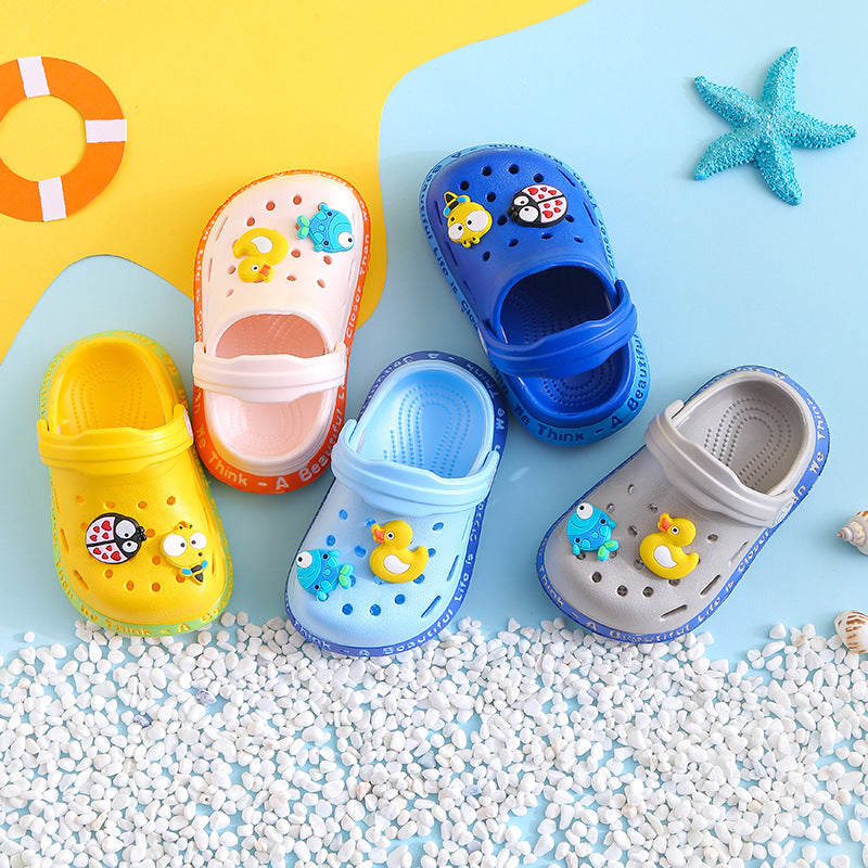 Kids Cute Cartoon Animal Duckling Coccinella Septempunctata Bee Soft Bottom Non-slip Cover Toe Slippers