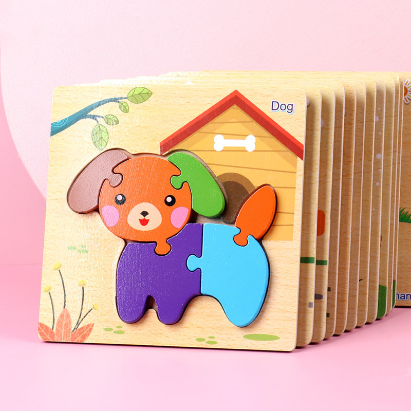1-3 To Early Education Wooden Children'S Educational Cartoon Animal Three-Dimensional Puzzle