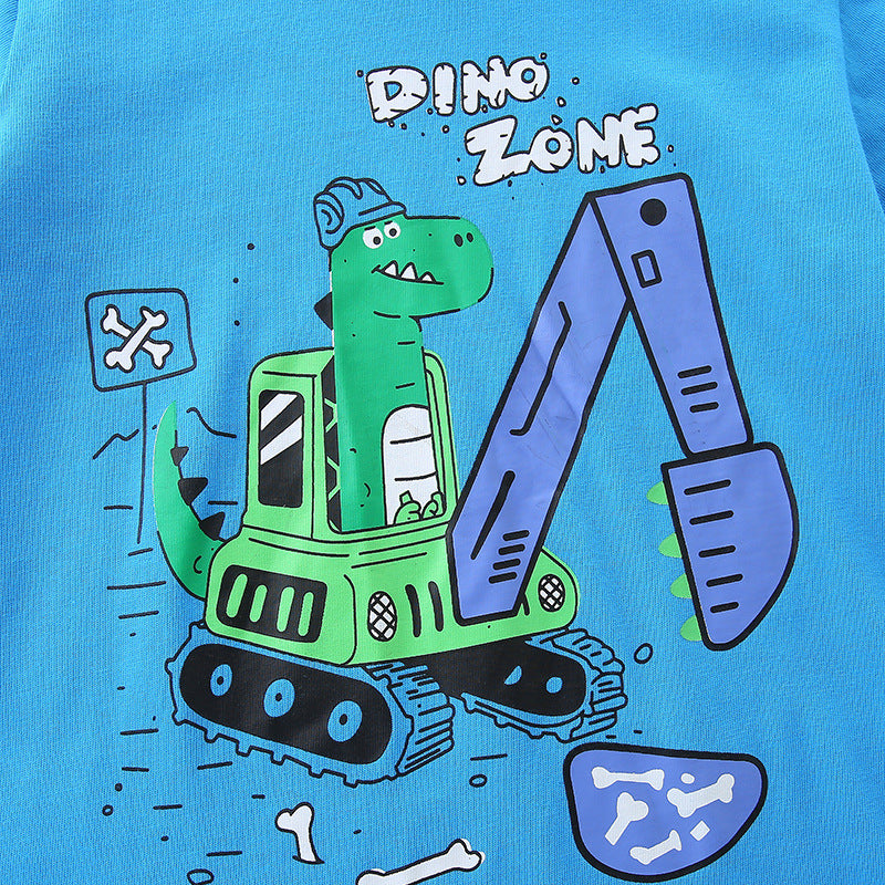 Kids Toddler Boys Casual Cute Cartoon Print Short Sleeve Round Neck T-Shirt