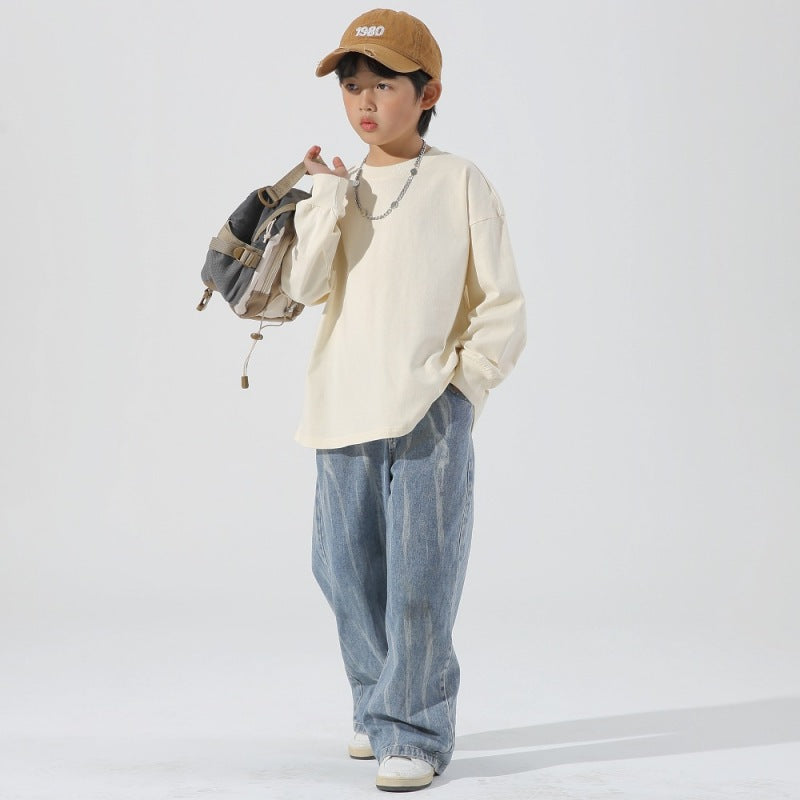 Children'S Casual Cotton Custom Logo Long Sleeve T-Shirt