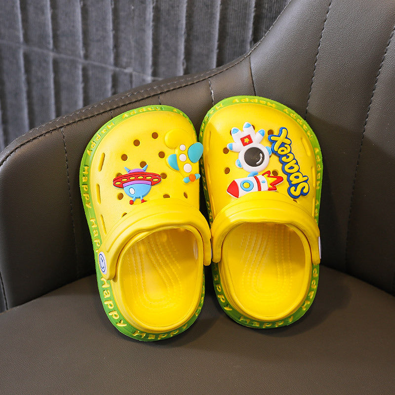 Kids Fashion Astronaut Pattern Non-Slip Outer Piercing Shoes Slippers