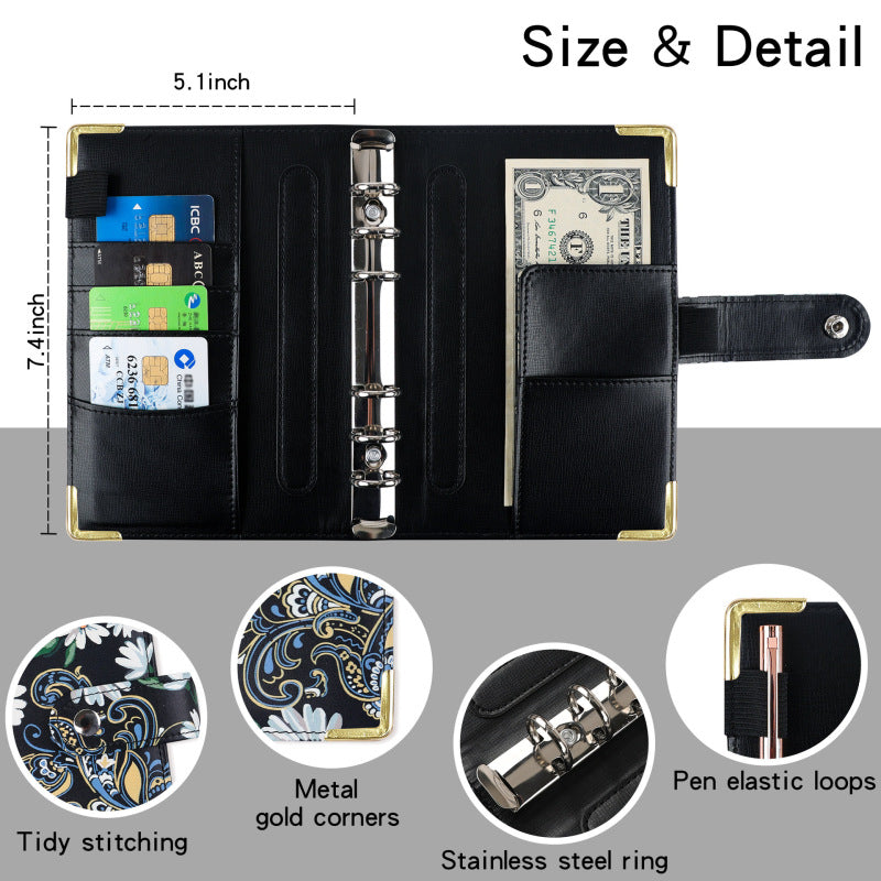 A6 Zipper Bag Color Printing Binder PU Leather Handbook Notebook