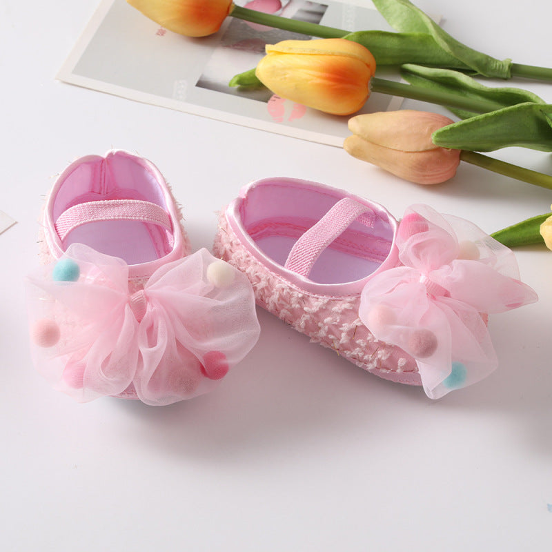 Toddlers Newborn Baby Girls Soft Bottom Non-Slip Bow Shoes And Headband