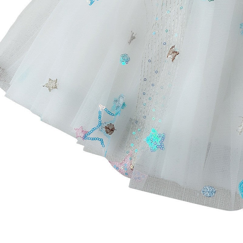 Kids Toddler Girls Simple Sequin Star Mesh Tutu Skirt