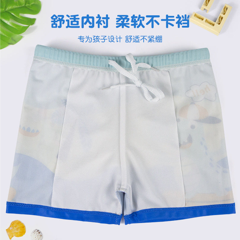 Children Cartoon Print Quick-Drying Swimming Trunks