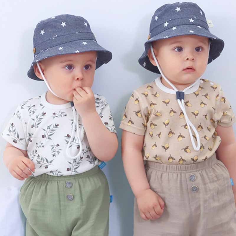 Kids Toddler Boys Girls Casual Cute Tiny Flower Print Short Sleeve Round Neck T-Shirt