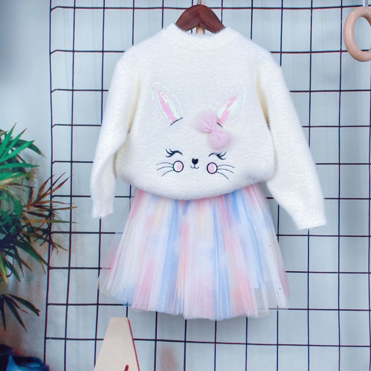 Girl'S Fashion Mesh Tie-Dye Printed Mesh Tutu Dress