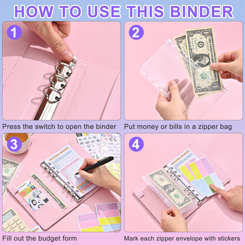 A6 Binder Financial Planning Leather PU Notebook