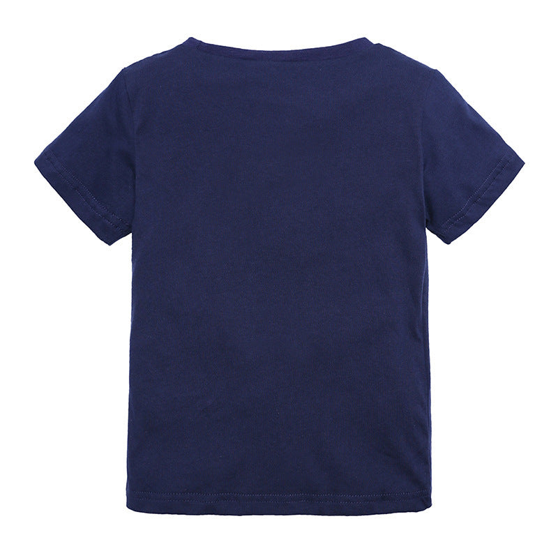 Kids Casual Round Neck Short Sleeve Sequin Star Design T-shirt