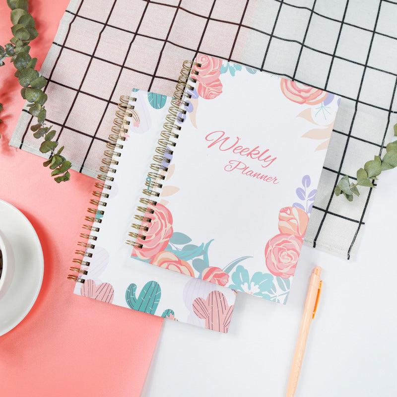 Weekly Plan Book A5 Full English Notebook Schedule Book Daily Plan Coil Notebook