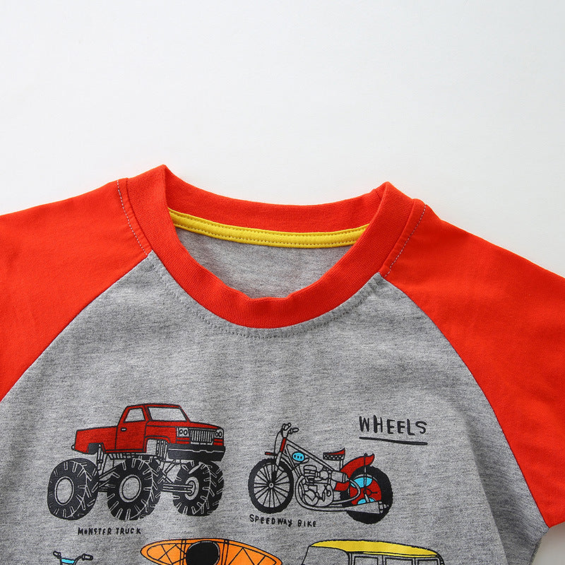 Kids Toddler Boys Casual Cartoon Print Short Sleeve Round Neck T-Shirt