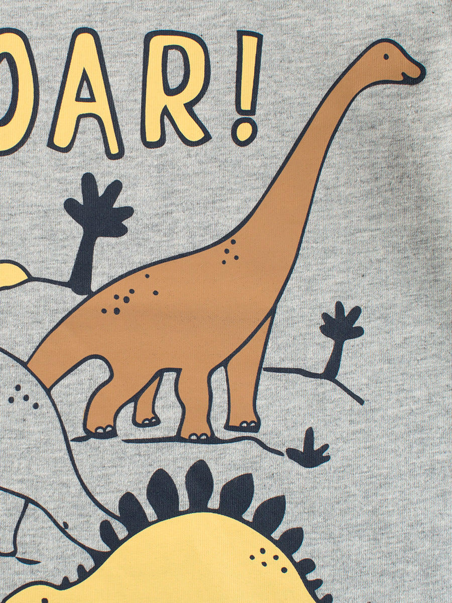 Boys Casual Cartoon Dinosaur Print Long Sleeve T-Shirt