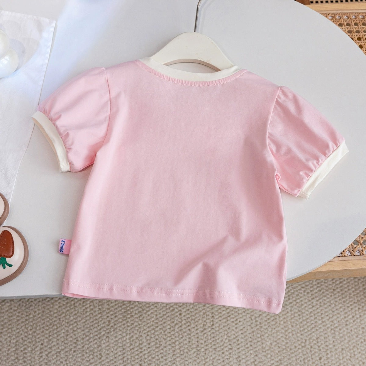 Kids Toddler Girls Casual Cute Solid Color Short Sleeve Round Neck T-Shirt