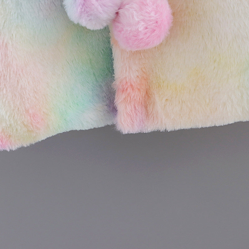 Toddlers Newborn Baby Girls Tie-Dye Multicolor Fleece Coat