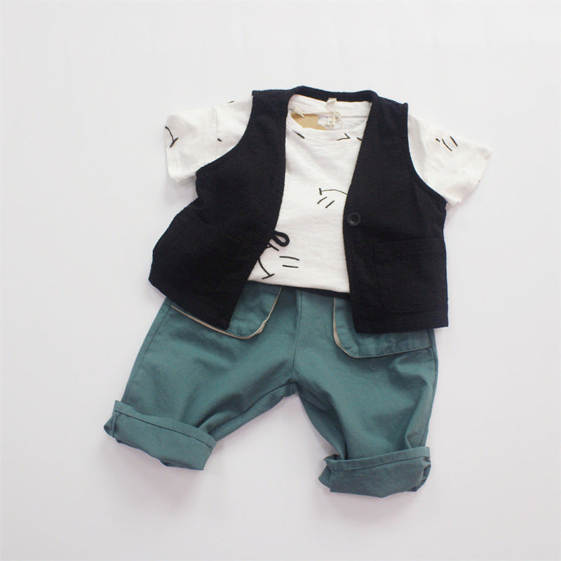 Kids Baby Boys Girls Casual Cute Smiley Print Short Sleeve T-Shirt