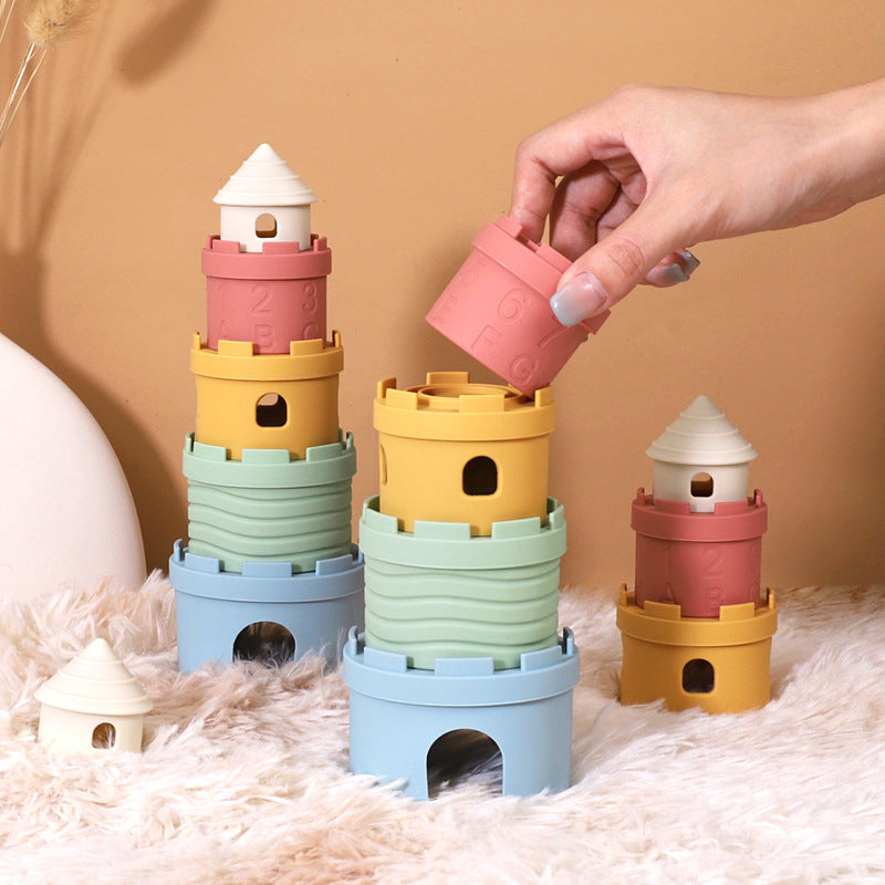 Infant Educational Early Education Toys Color Cognitive Silicone Stacking Toys Digital Building Blocks Suit
