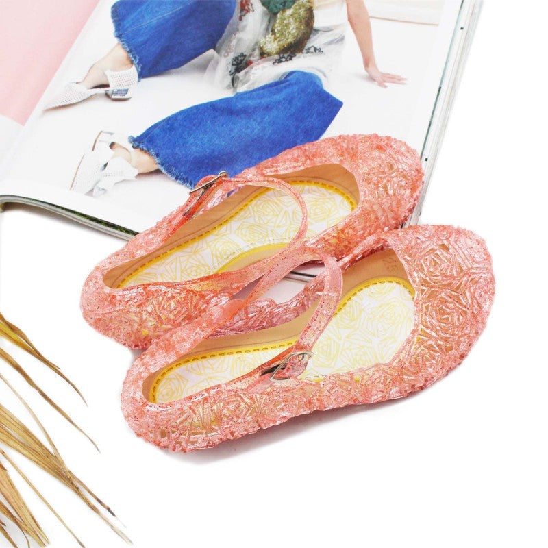 Girls Basic Solid Color Flower Princess Sandals