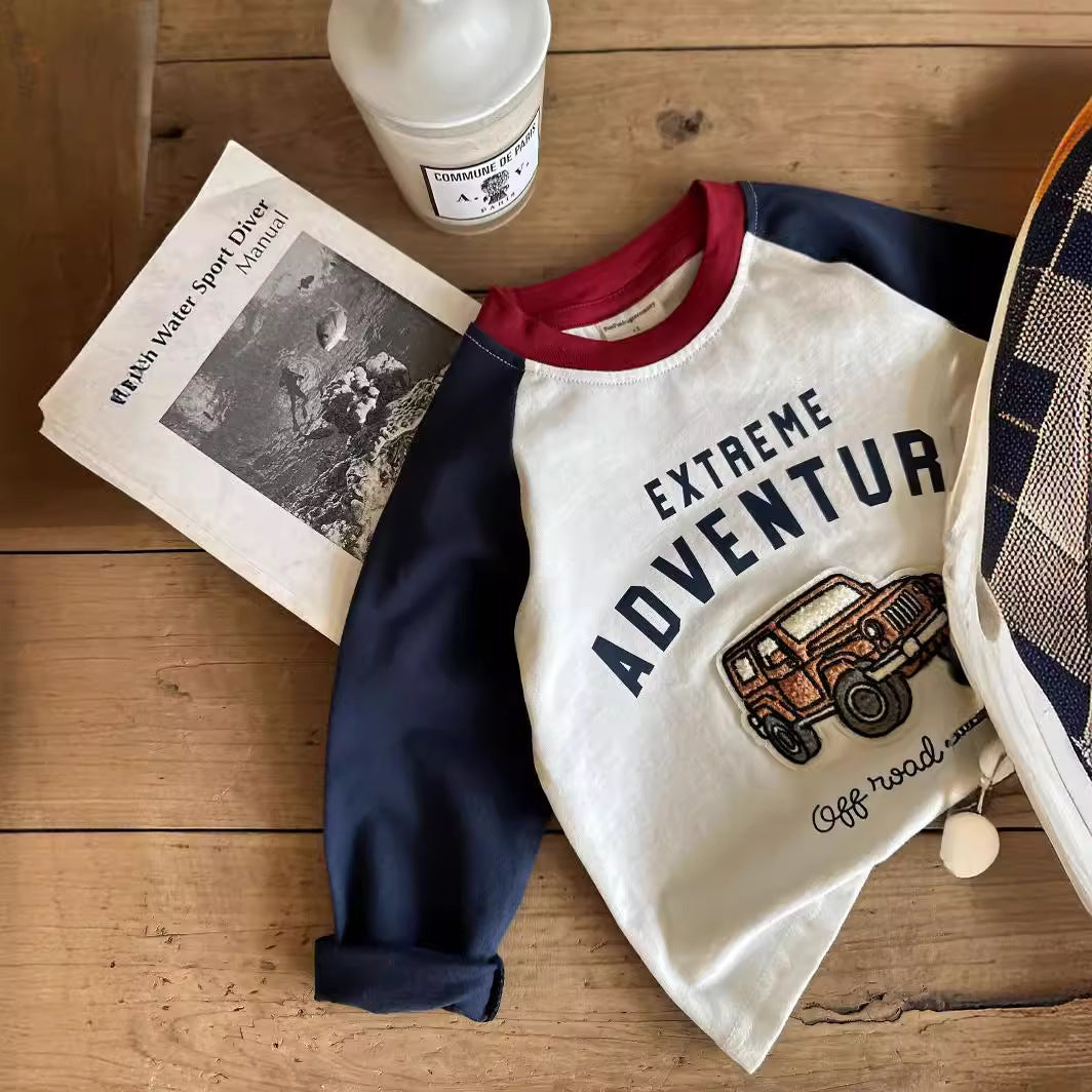 Kids Toddler Boys Casual Cute Alphabet Cartoon Long Sleeve T-Shirt
