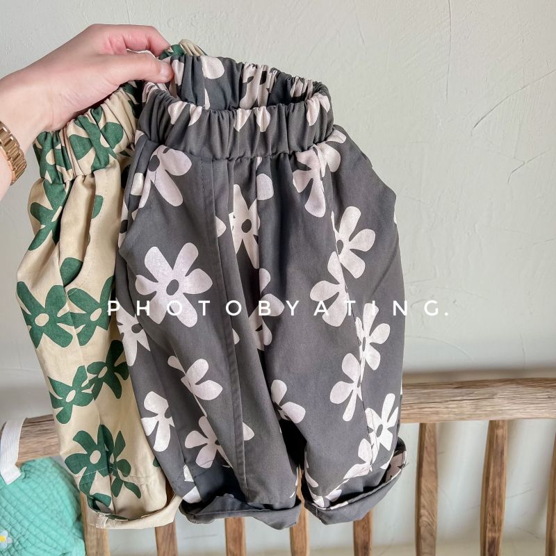 Kids Girls Casual Flower All Over Print Loose Harem Pants