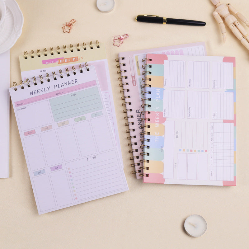 Weekly Planner Sketchpad Pp Board Waterproof Coil Punch Record Book Student Stationery Notebook