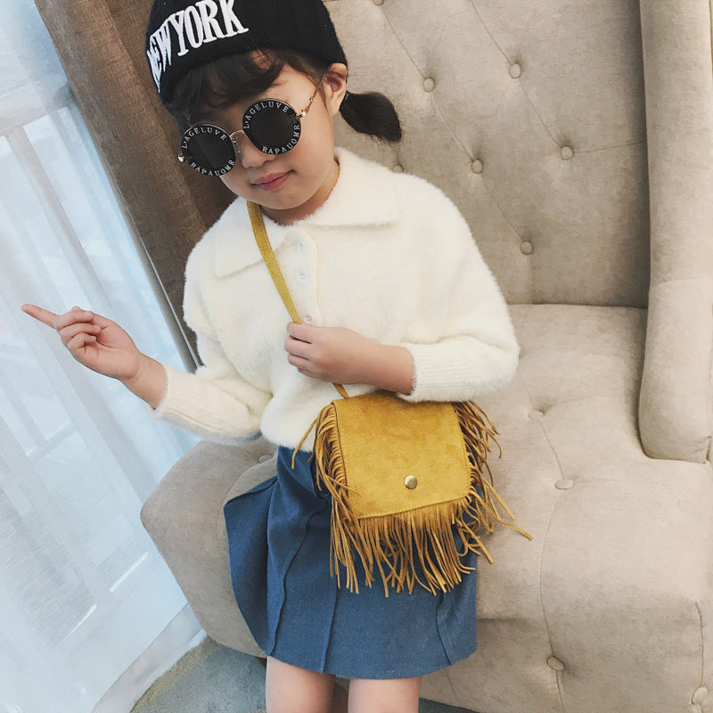 Kids Fashion Casual Tassel Leopard Crossbody Bag