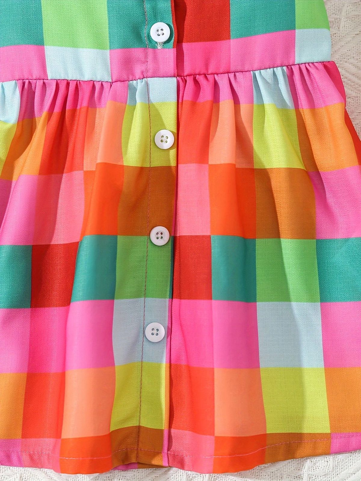 Baby Girls Halter Neck Backless Color Blocking Plaid Dress