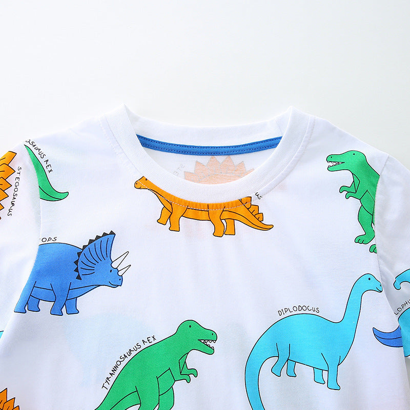 Kids Toddler Boys Casual Cute Cartoon Print Short Sleeve Round Neck T-Shirt