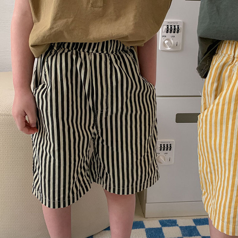 Kids Casual Stripe Elastic Loose Shorts